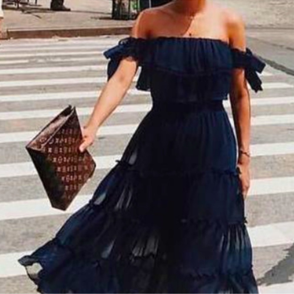 Misa Los Angeles Black Midi Dress